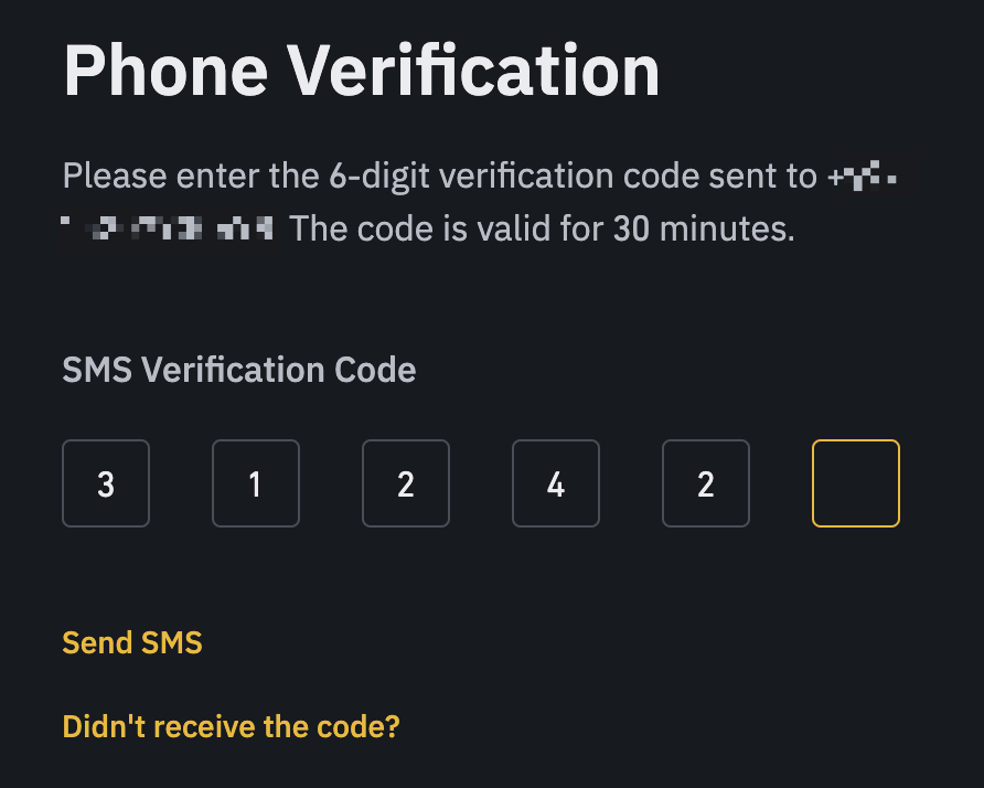 Verification by Binance number