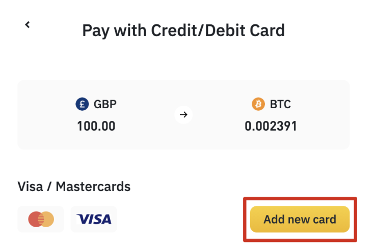 Adding a Binance Card